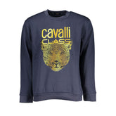 Cavalli Class Elegant Crew Neck Fleece Sweatshirt in Blue -   -  Cavalli Class.